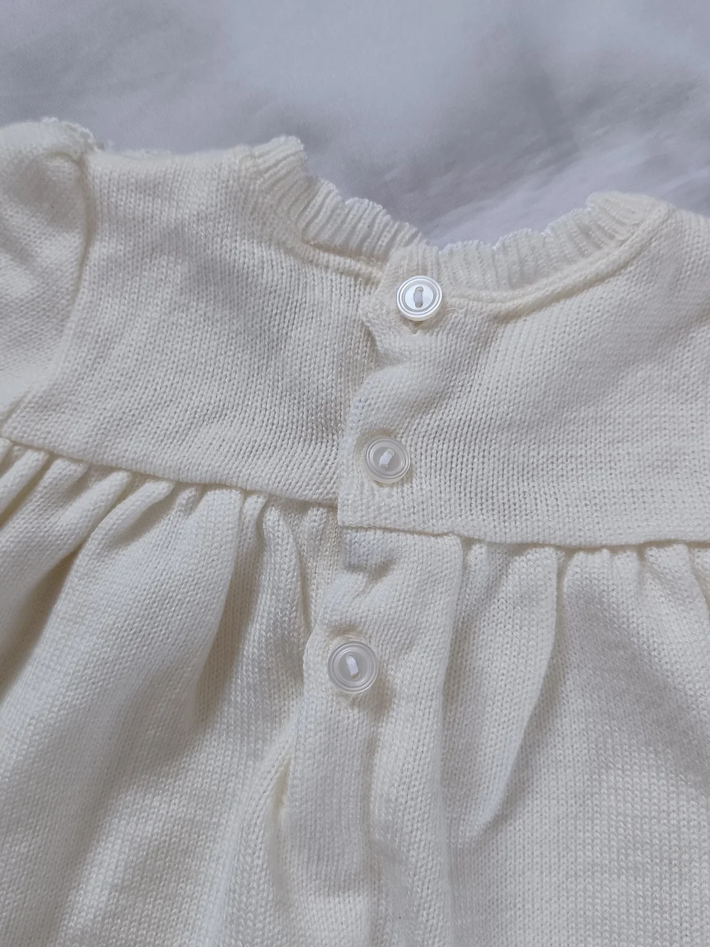 Vintage Baby Dress Sweater Knit Cream Winter White Ivory b.t. kids Size 6-9 mo.